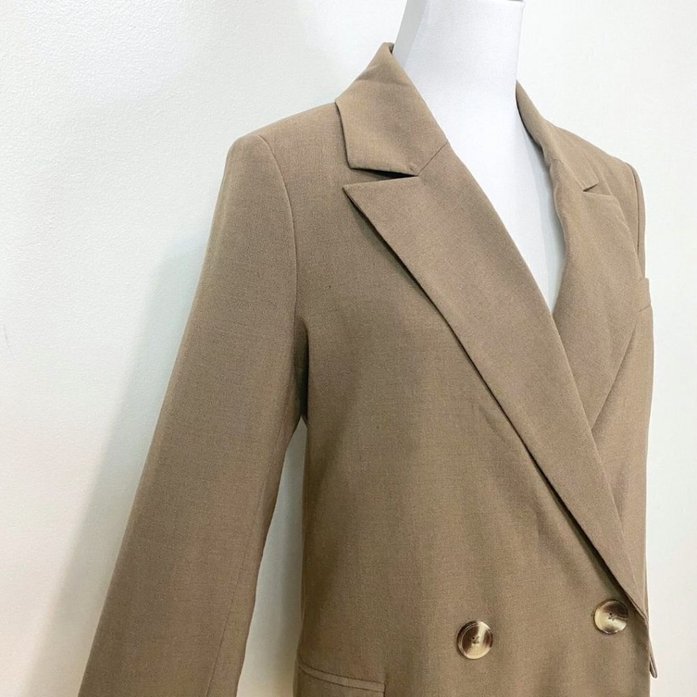 FRANK AND OAK WOOL BLEND DOUBLE BREASTED BLAZER IN BROWN CHOCOLATE CHIP - XS - Picture 5 of 13